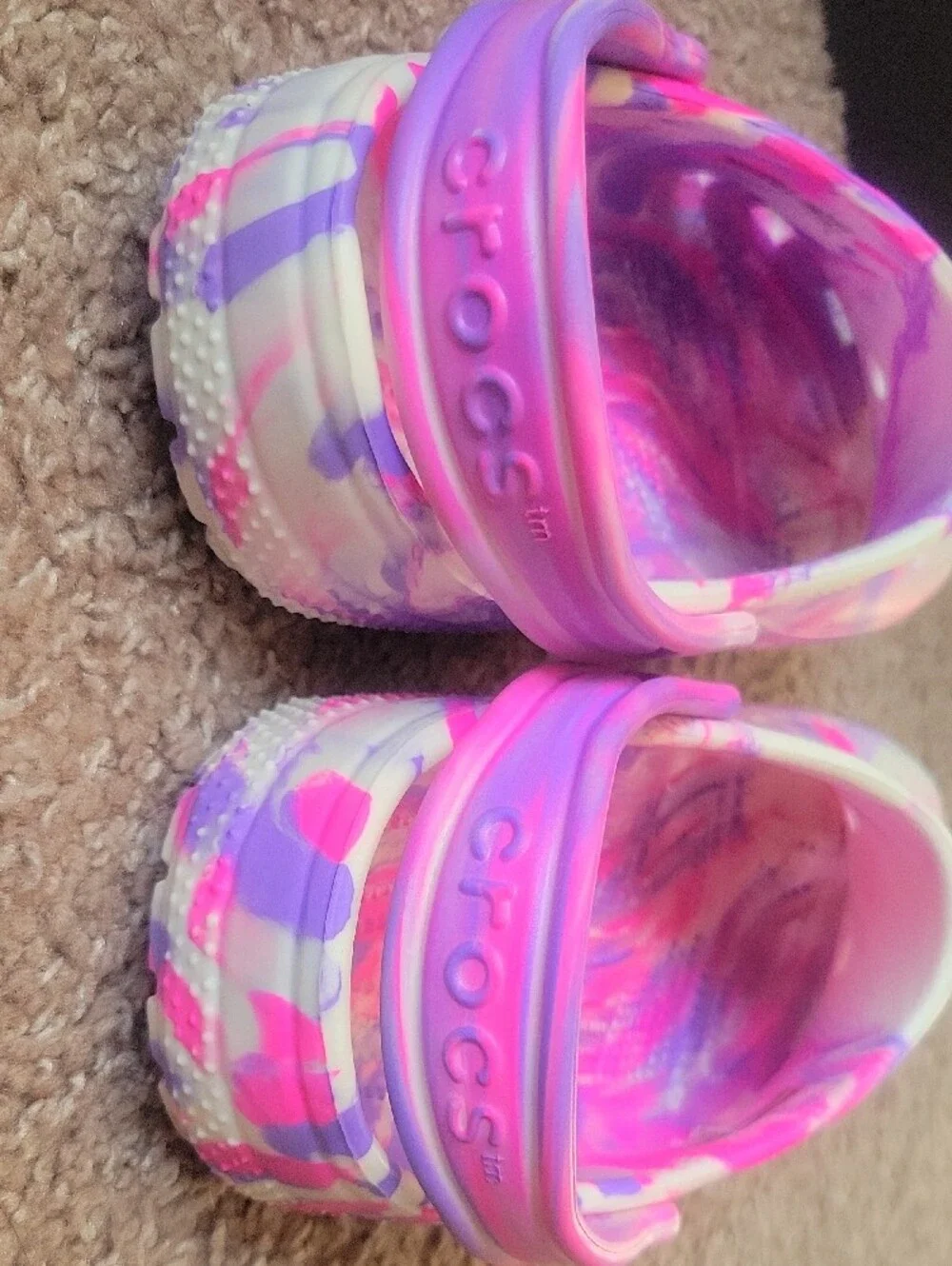 CROCS Kids Marble Swirl Clogs - Pink & Purple